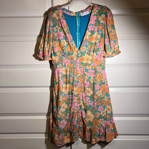 Petal & Pup Jefree Retro Floral Print Midi Dress, Women's US Size 10 - Picture 3 of 15